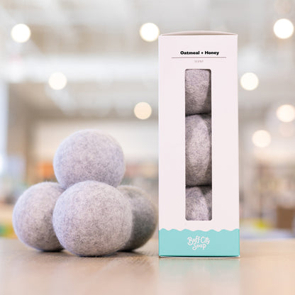 Oatmeal + Honey Wool Dryer Balls (Set of 3) by Buff City Soap Supply, LLC