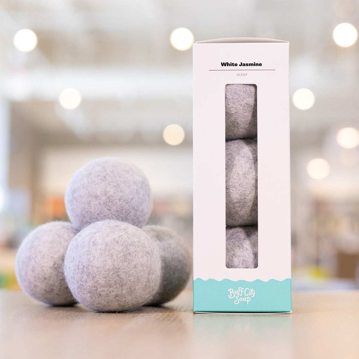 White Jasmine Wool Dryer Balls (Set of 3) by Buff City Soap Supply, LLC